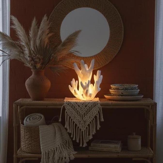 Boho Coral Lamp | Beach House Decor | Coastal Beach Decor | Ocean Room Decor | Nautical Home Decor | Sea Lamp | Coastal Night Light
