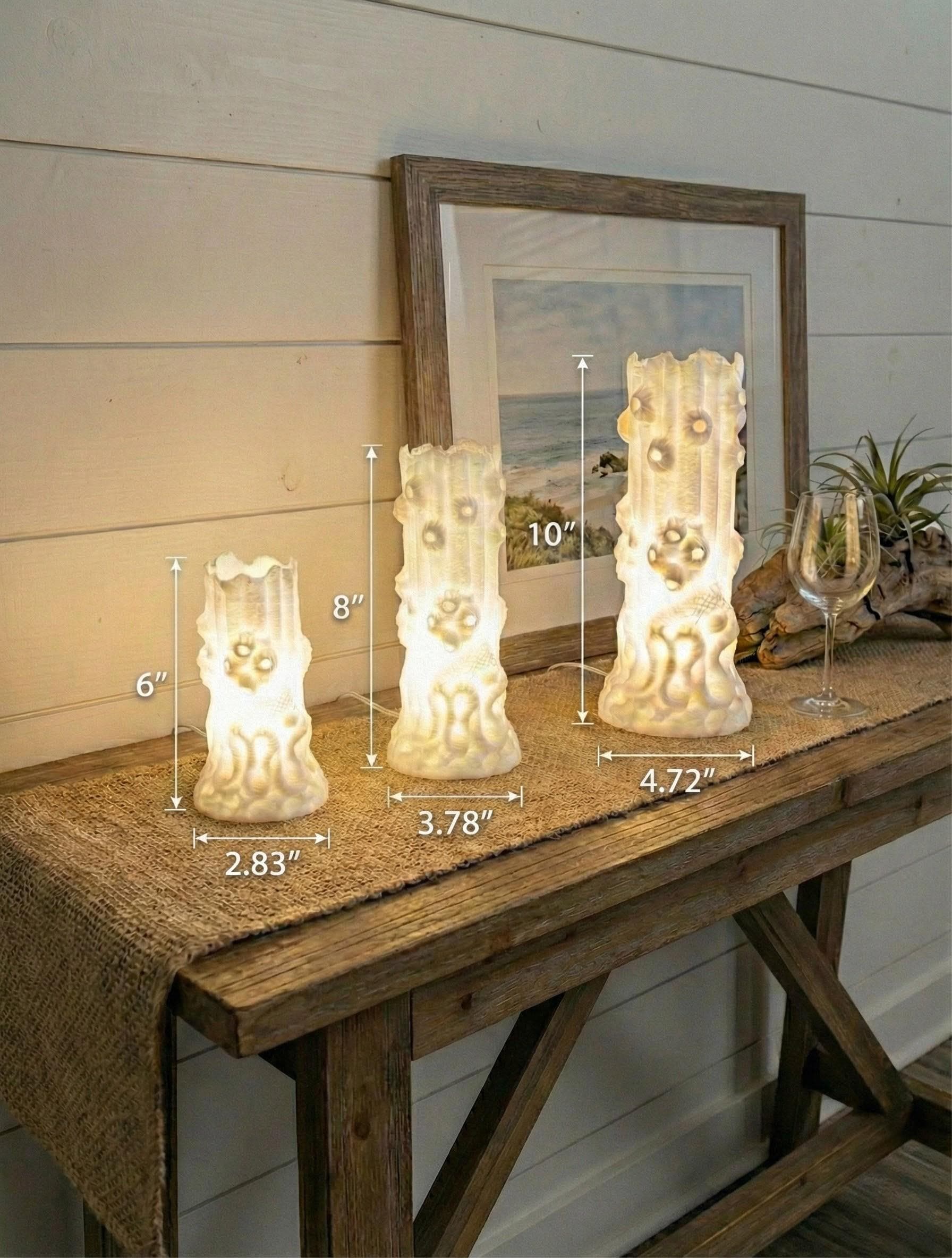 Barnacle Driftwood Lamp: Coastal Maritime Decor, RGB LED Lighting