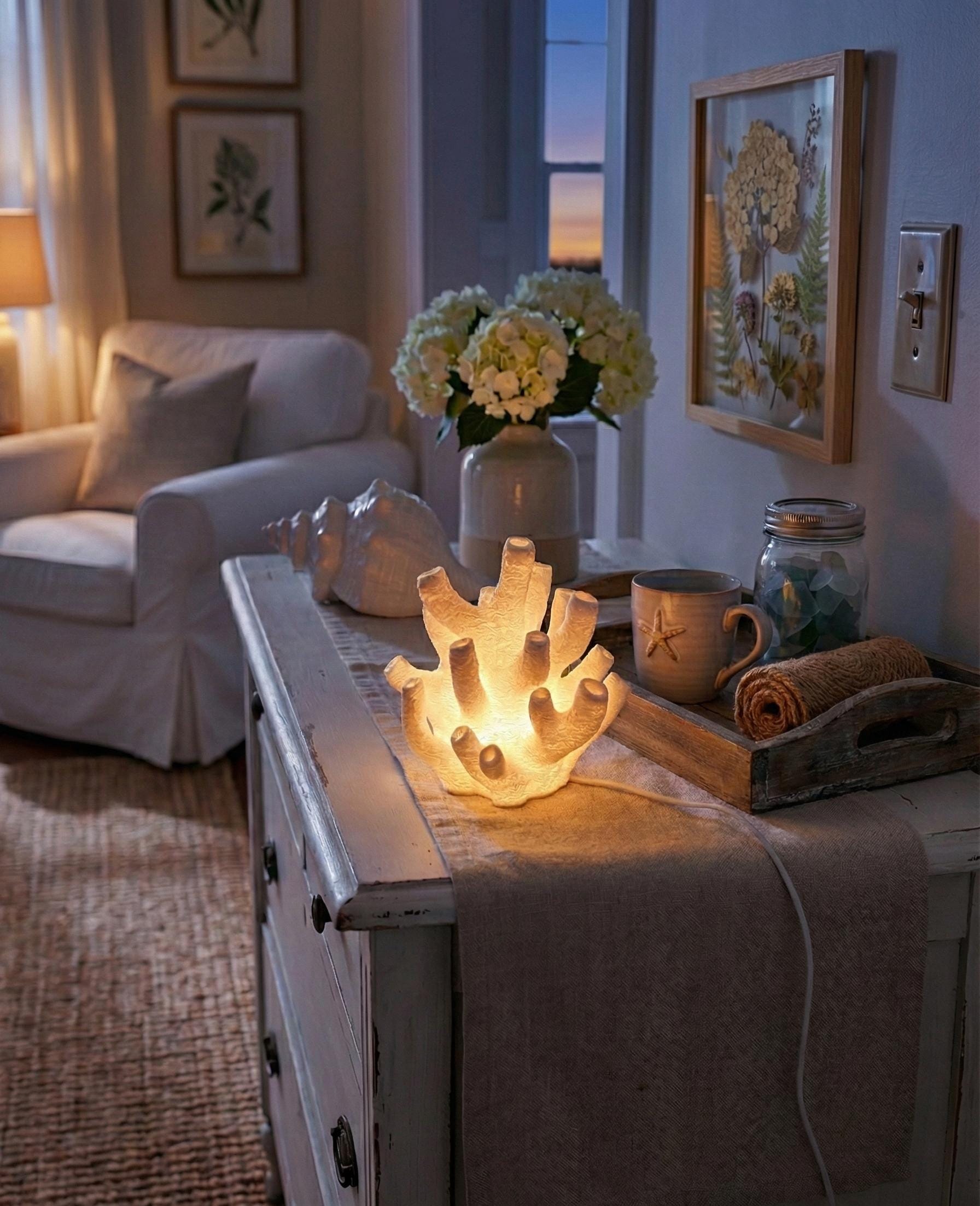 Coral Lamp | Coastal Table Lamp | Beach House Decor | Ocean Night Light | Reef Lamp | 3D Printed Lamp | Nautical Decor | Sea Decor Gift