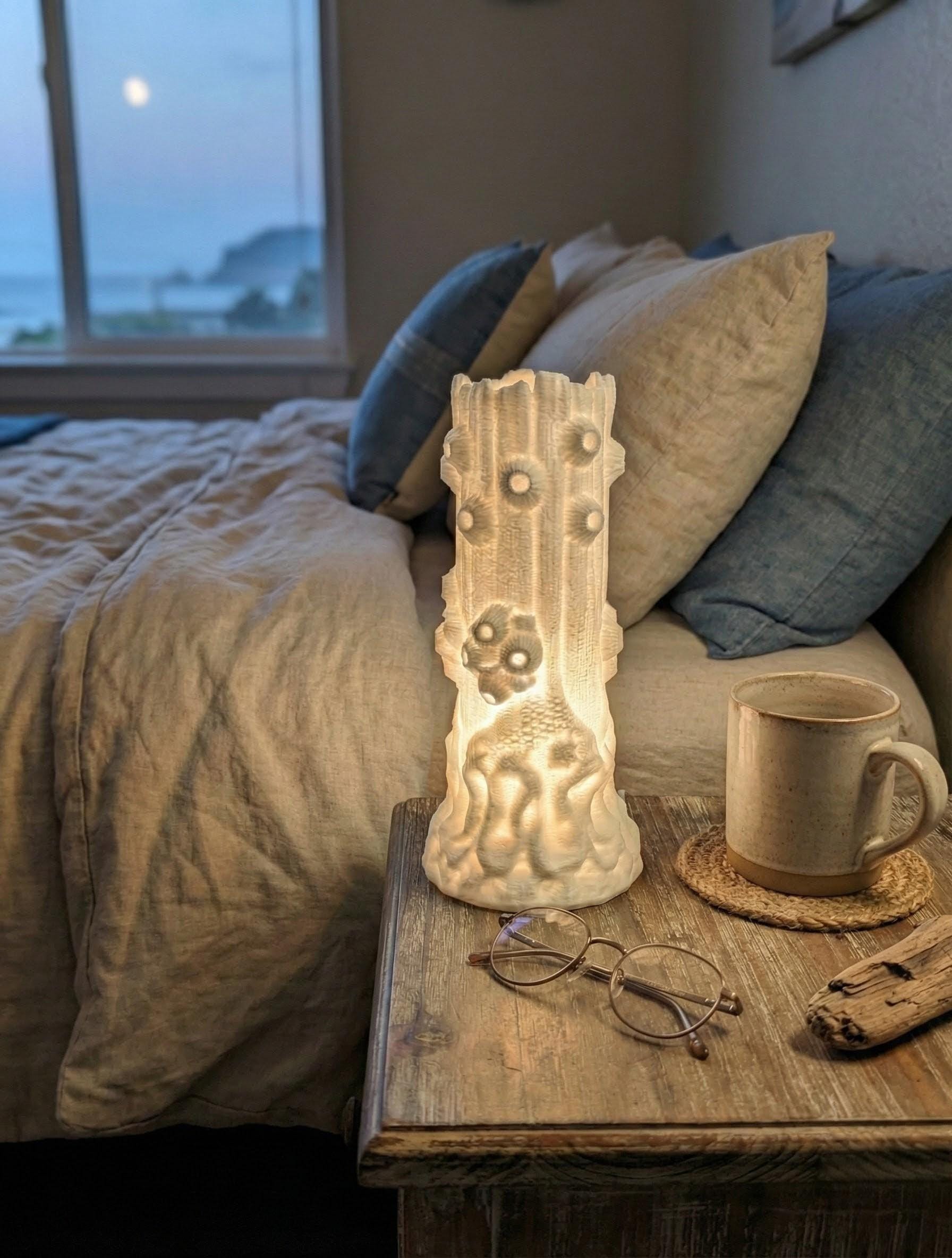 Barnacle Driftwood Lamp: Coastal Maritime Decor, RGB LED Lighting