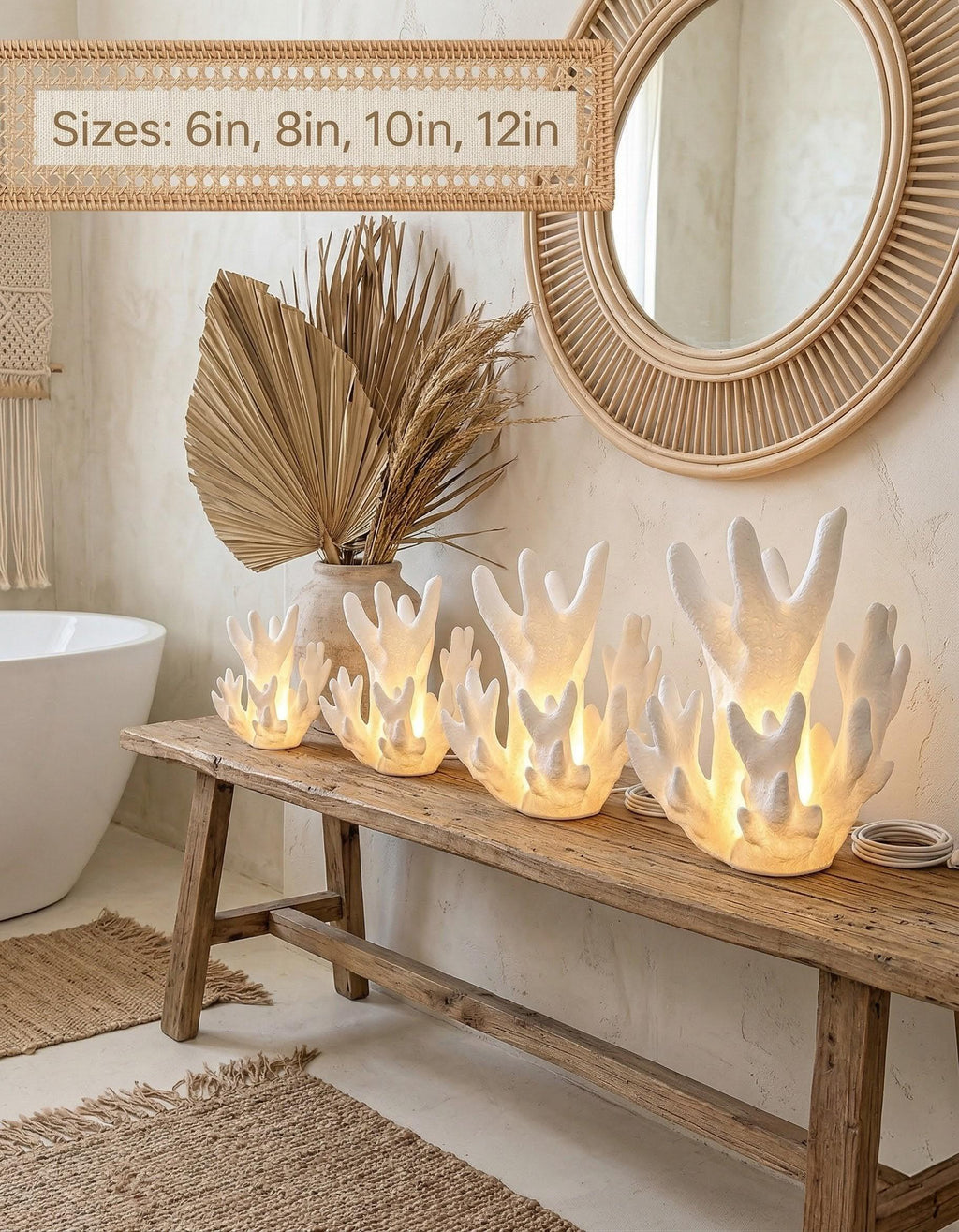 Boho Coral Lamp | Beach House Decor | Coastal Beach Decor | Ocean Room Decor | Nautical Home Decor | Sea Lamp | Coastal Night Light