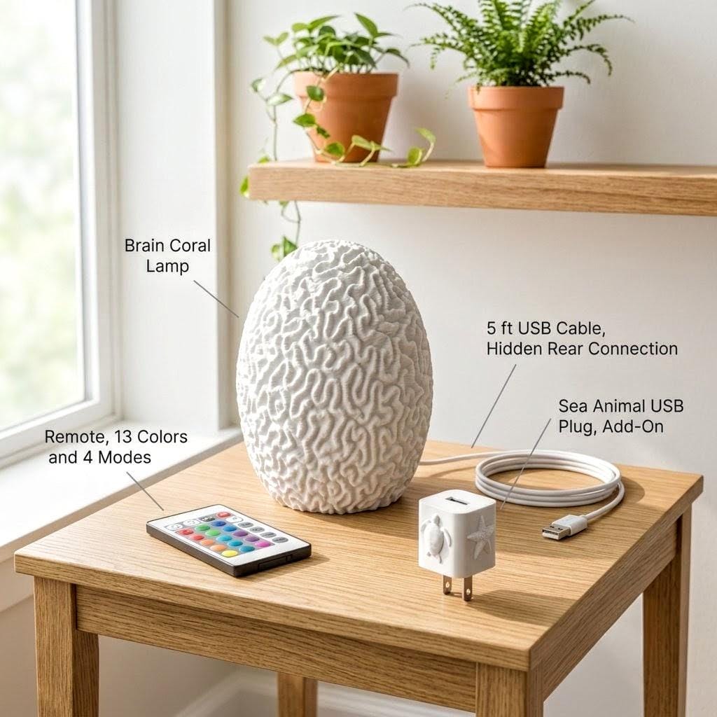 Brain Coral Lamp by Ocean Home Studio, photo 7